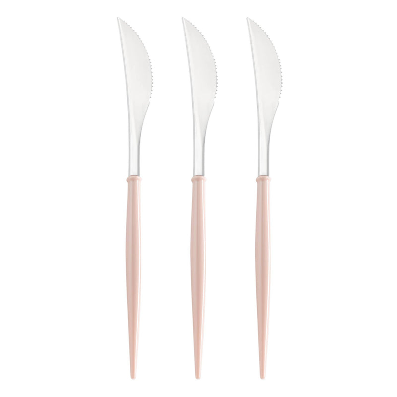 Silver with Pink Handle Moderno Dinner Knives (240 Knives)