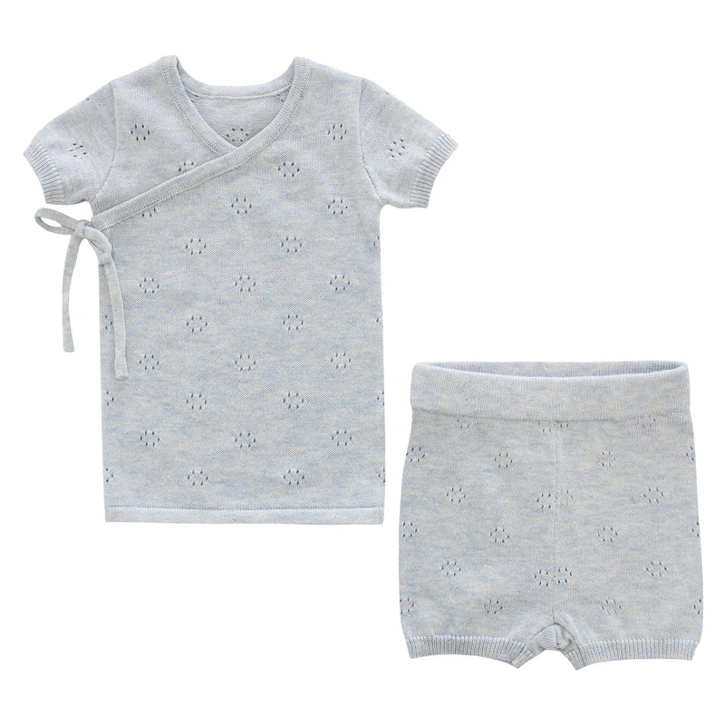 Pointelle Knit Set - Light Blue